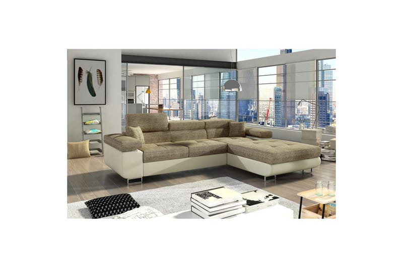 Sektionssoffa Eltap Armando 289x85x203 cm - Berlin 03, Mjuk 33, Beige, Höger - Möbler - Soffa - Divansoffor & schäslongsoffa