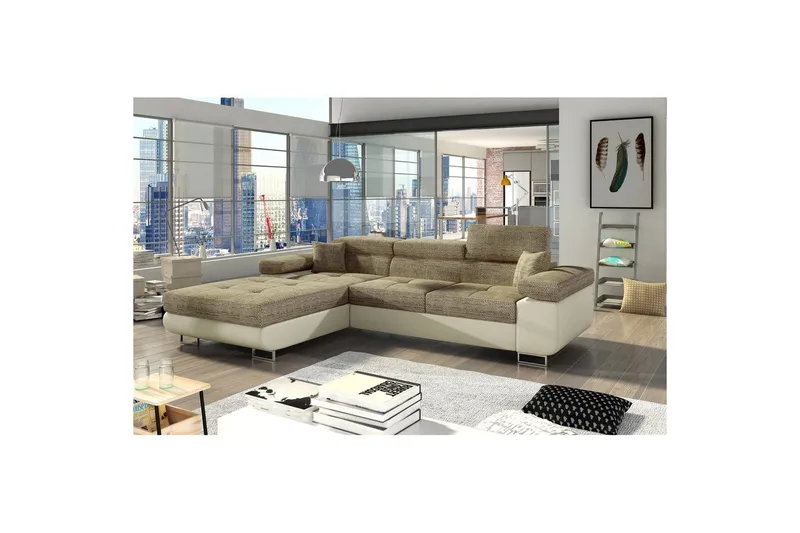 Sektionssoffa Eltap Armando 289x85x203 cm - Berlin 03, Mjuk 33, Beige, Vänster - Möbler - Soffa - Divansoffor & schäslongsoffa