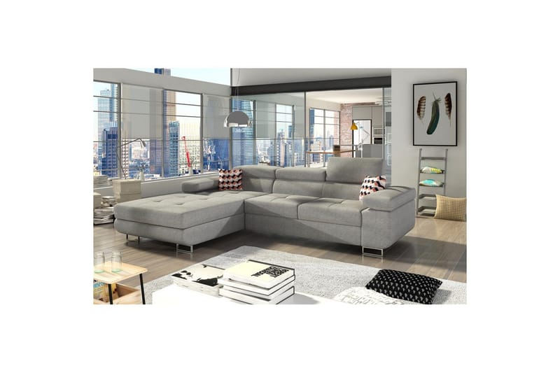 Sektionssoffa Eltap Armando 289x85x203 cm - Gusto 88, Zigzag 60, Grå, Mönster, Vänster - Möbler - Soffa - Divansoffor & schäslongsoffa