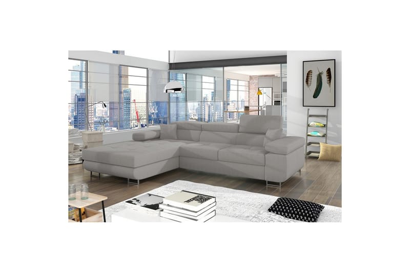 Sektionssoffa Eltap Armando 289x85x203 cm - Jarell 03, Ljusgrå, Vänster - Möbler - Soffa - Divansoffor & schäslongsoffa