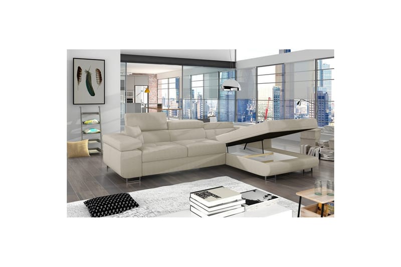 Sektionssoffa Eltap Armando 289x85x203 cm - Jarell 18, Ljusbeige, Höger - Möbler - Soffa - Divansoffor & schäslongsoffa