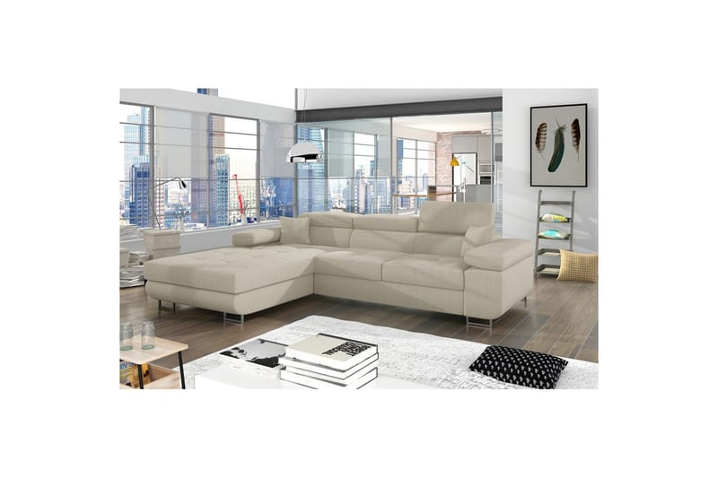 Sektionssoffa Eltap Armando 289x85x203 cm - Jarell 18, Ljusbeige, Vänster - Möbler - Soffa - Divansoffor & schäslongsoffa
