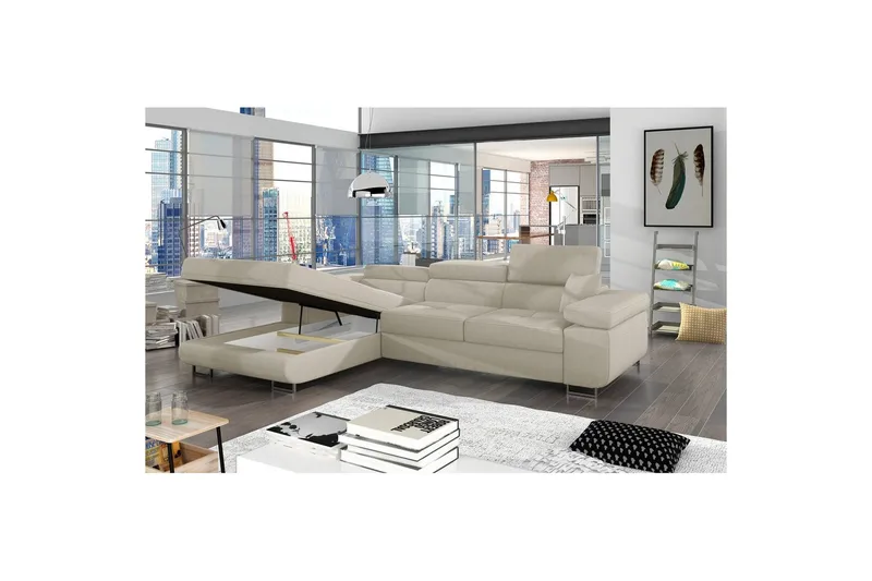 Sektionssoffa Eltap Armando 289x85x203 cm - Jarell 18, Ljusbeige, Vänster - Möbler - Soffa - Divansoffor & schäslongsoffa