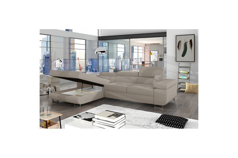 Sektionssoffa Eltap Armando 289x85x203 cm - Jarell 20, Beige, Vänster - Möbler - Soffa - Divansoffor & schäslongsoffa