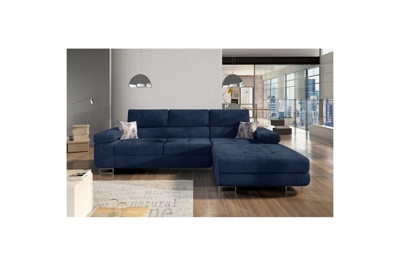 Sektionssoffa Eltap Armando 289x85x203 cm - Kronos 09, Botanisk 80, Mörkblå, Mönster, Höger - Möbler - Soffa - Divansoffor & schäslongsoffa