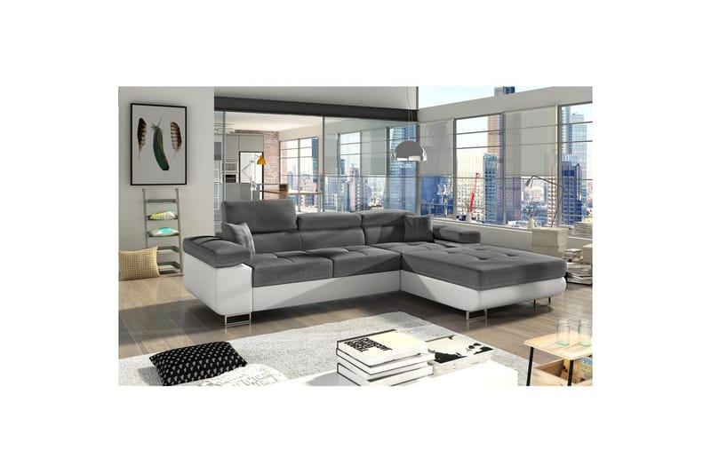 Sektionssoffa Eltap Armando 289x85x203 cm - Sawana 05, Soft 17, Grå, Vit, Höger - Möbler - Soffa - Divansoffor & schäslongsoffa