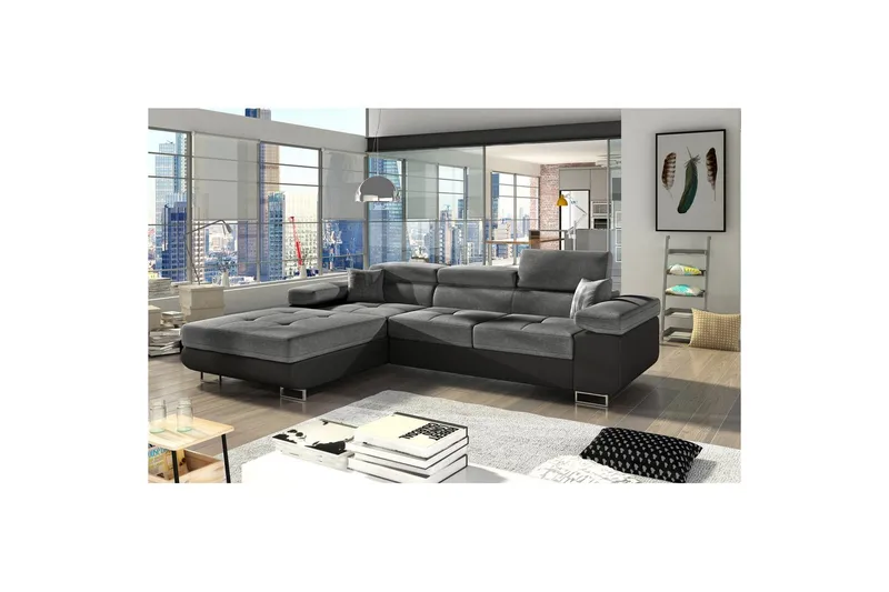Sektionssoffa Eltap Armando 289x85x203 cm - Sawana 21, Soft 11, Grå, Svart, Vänster - Möbler - Soffa - Divansoffor & schäslongsoffa