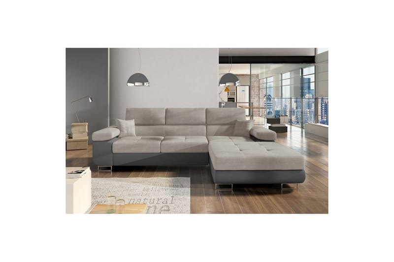 Sektionssoffa Eltap Armando 289x85x203 cm - Soro 83, Soft 29, Vit, Grå, Höger - Möbler - Soffa - Divansoffor & schäslongsoffa