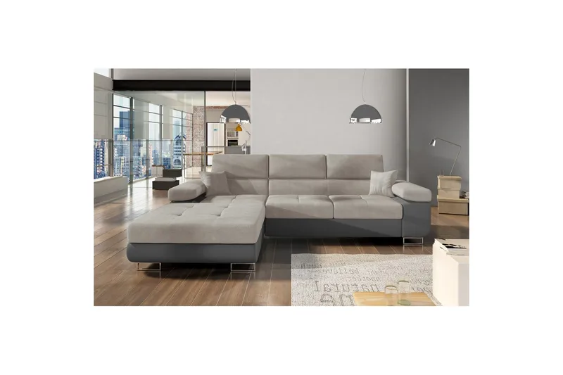 Sektionssoffa Eltap Armando 289x85x203 cm - Soro 83, Soft 29, Vit, Grå, Vänster - Möbler - Soffa - Divansoffor & schäslongsoffa