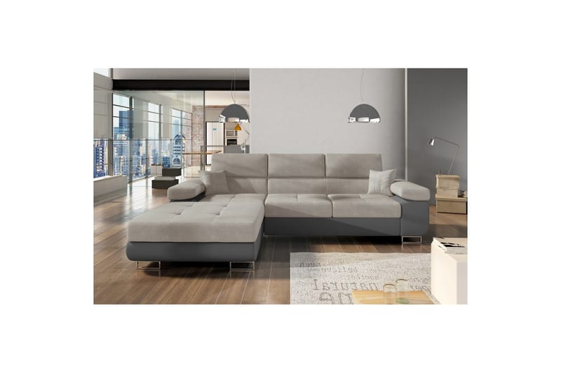 Sektionssoffa Eltap Armando 289x85x203 cm - Soro 83, Soft 29, Vit, Grå, Vänster - Möbler - Soffa - Divansoffor & schäslongsoffa
