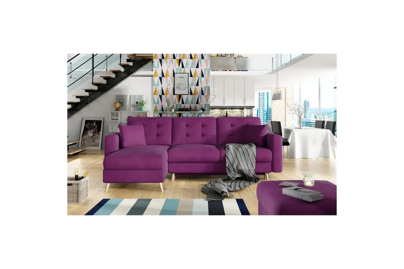 Sektionssoffa Eltap Asgard L 248x93x162 cm - Mat Velvet 68, Röd - Möbler - Soffa - Divansoffor & schäslongsoffa