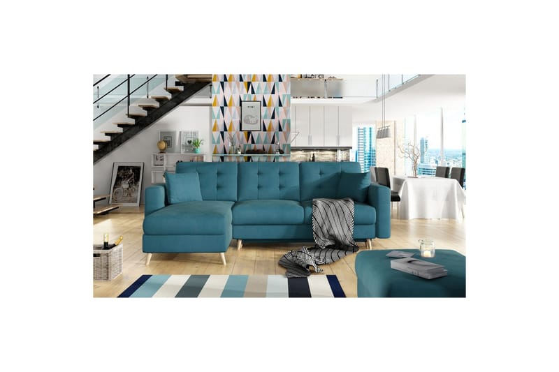 Sektionssoffa Eltap Asgard L 248x93x162 cm - Mat Velvet 75, Grön - Möbler - Soffa - Divansoffor & schäslongsoffa