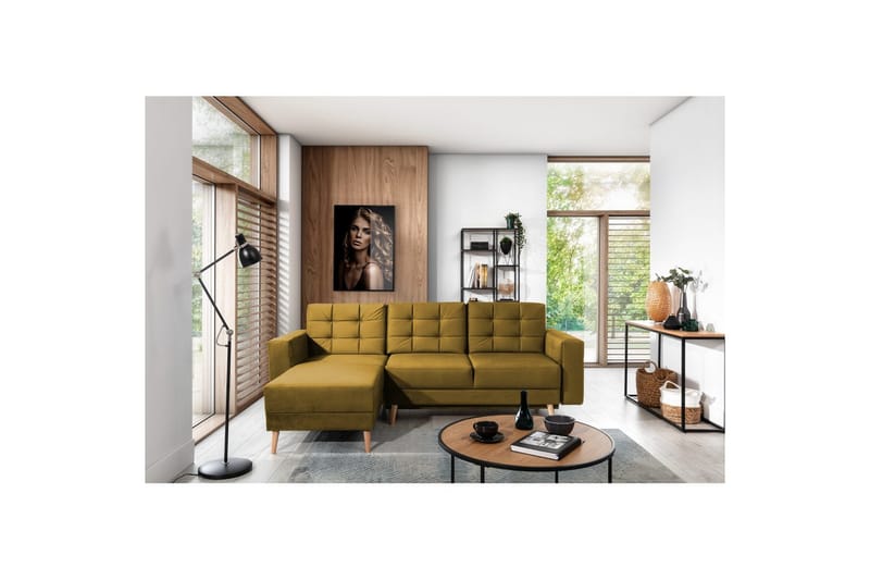 Sektionssoffa Eltap Asgard L 248x93x162 cm - Monolith 48, Gul - Möbler - Soffa - Divansoffor & schäslongsoffa