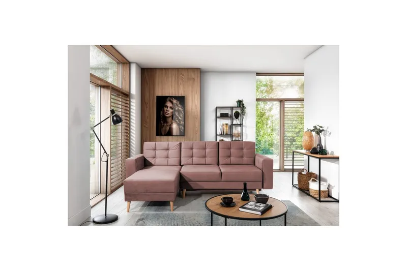 Sektionssoffa Eltap Asgard L 248x93x162 cm - Monolith 63, Rosa - Möbler - Soffa - Divansoffor & schäslongsoffa