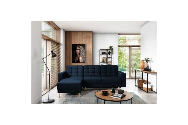 Sektionssoffa Eltap Asgard L 248x93x162 cm - Monolith 79, Mörkblå - Möbler - Soffa - Divansoffor & schäslongsoffa