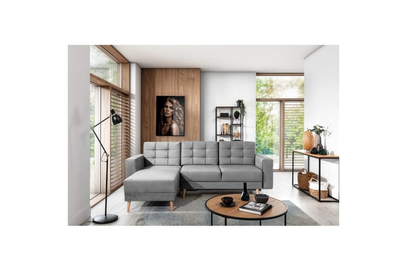 Sektionssoffa Eltap Asgard L 248x93x162 cm - Monolith 84, Ljusgrå - Möbler - Soffa - Divansoffor & schäslongsoffa