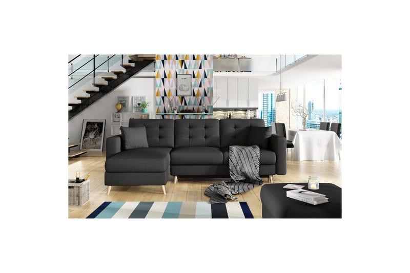 Sektionssoffa Eltap Asgard L 248x93x162 cm - Sawana 14, Svart - Möbler - Soffa - Divansoffor & schäslongsoffa