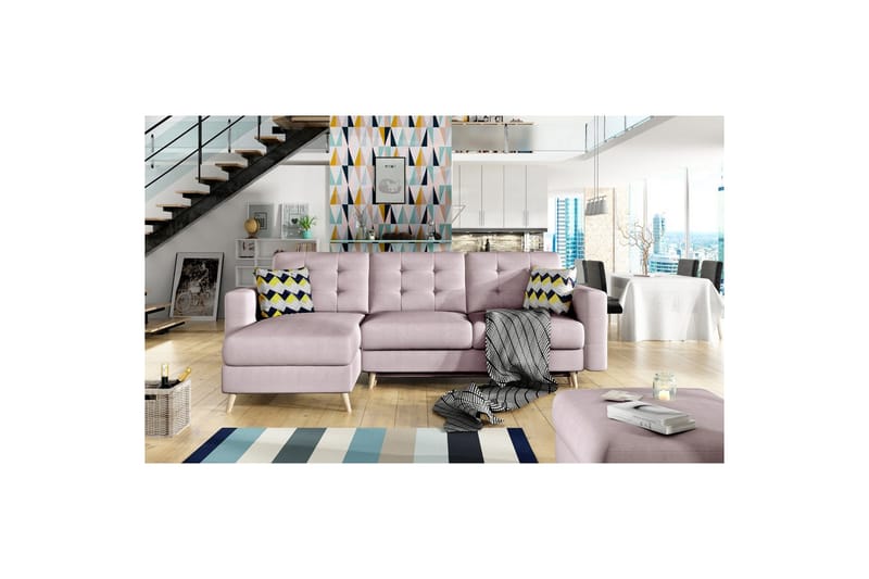 Sektionssoffa Eltap Asgard L 248x93x162 cm - Soro 61, Zigzag 53, Rosa, Mönster - Möbler - Soffa - Divansoffor & schäslongsoffa
