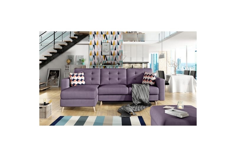 Sektionssoffa Eltap Asgard L 248x93x162 cm - Soro 65, Zigzag 60, Lila, Mönster - Möbler - Soffa - Divansoffor & schäslongsoffa