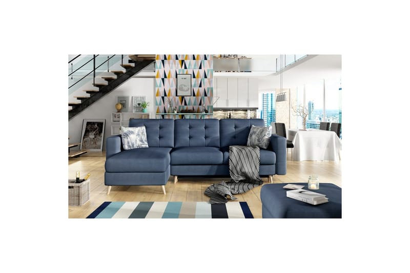 Sektionssoffa Eltap Asgard L 248x93x162 cm - Soro 76, Botanical 80, Blå, Mönster - Möbler - Soffa - Divansoffor & schäslongsoffa