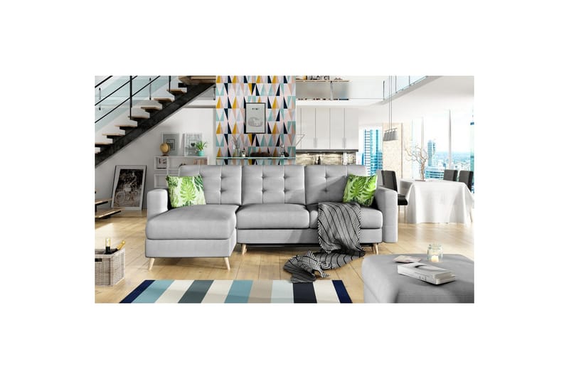 Sektionssoffa Eltap Asgard L 248x93x162 cm - Soro 83, Jungle 32, Vit, Mönster - Möbler - Soffa - Divansoffor & schäslongsoffa