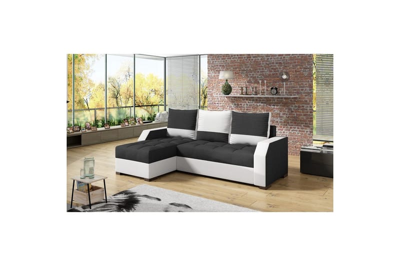 Soffa Eltap Aris 250x90 x150 cm - Malmo New 96, Soft 17, Svart, Vit - Möbler - Soffa - Divansoffor & schäslongsoffa