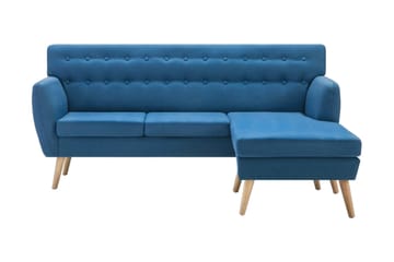 Soffa L-formad tyg 171,5x138x81,5 cm blå