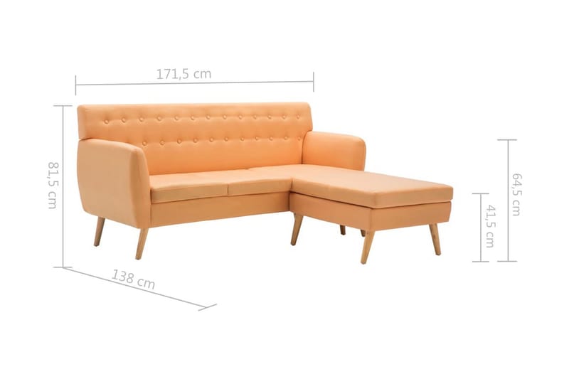 Soffa L-formad tyg 171,5x138x81,5 cm orange - Orange - Möbler - Soffa - Divansoffor & schäslongsoffa
