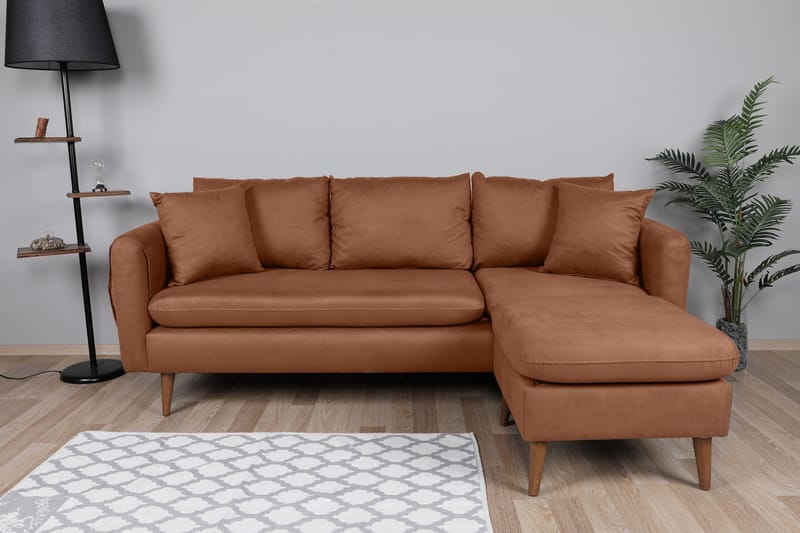 Sofiko Divansoffa Höger - Brun/Natur - Divansoffor & schäslongsoffa - 4 sits soffa med divan