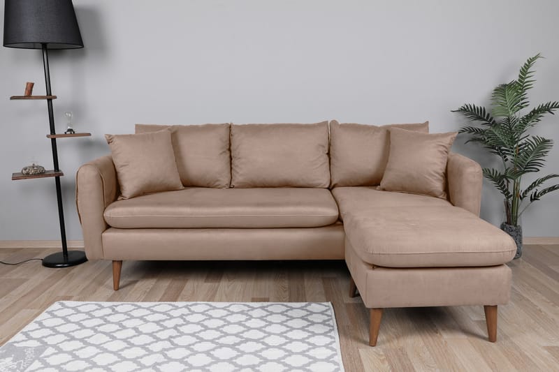 Sofiko Divansoffa Höger - Brun/Natur - Divansoffor & schäslongsoffa - 4 sits soffa med divan