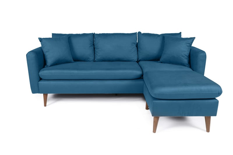 Sofiko Divansoffa Höger - Mörkblå/Natur - Divansoffor & schäslongsoffa - 4 sits soffa med divan