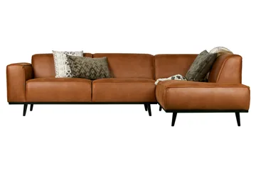 Statement 3-sits Höger Hörnsoffa med Divan i Konstläder med Träben - Cognac - Möbler - Soffa - Divansoffor & schäslongsoffa