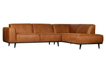 Statement 3-sits Höger Hörnsoffa med Divan i Konstläder med Träben - Cognac - Möbler - Soffa - Divansoffor & schäslongsoffa