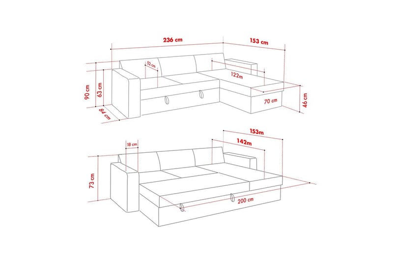 Tareen Soffa med Divan 3-sits - Brun - Möbler - Soffa - Divansoffor & schäslongsoffa