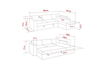 Tareen Soffa med Divan 3-sits - Ljusgrå - Möbler - Soffa - Bäddsoffa - Bäddsoffa divan
