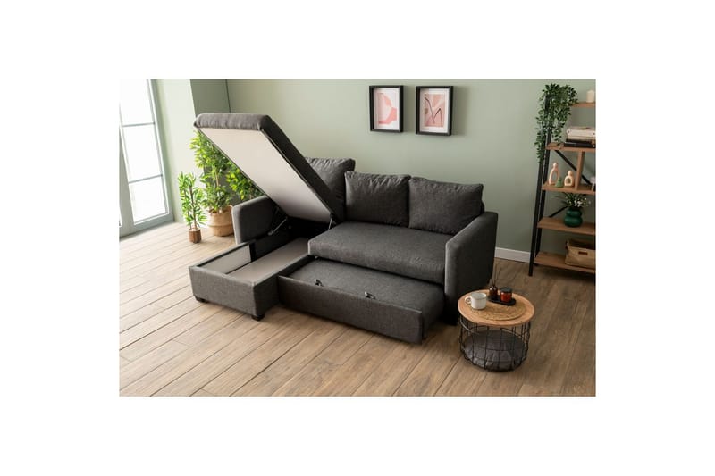 Tareen Soffa med Divan 3-sits - Mörkgrå - Möbler - Soffa - Divansoffor & schäslongsoffa