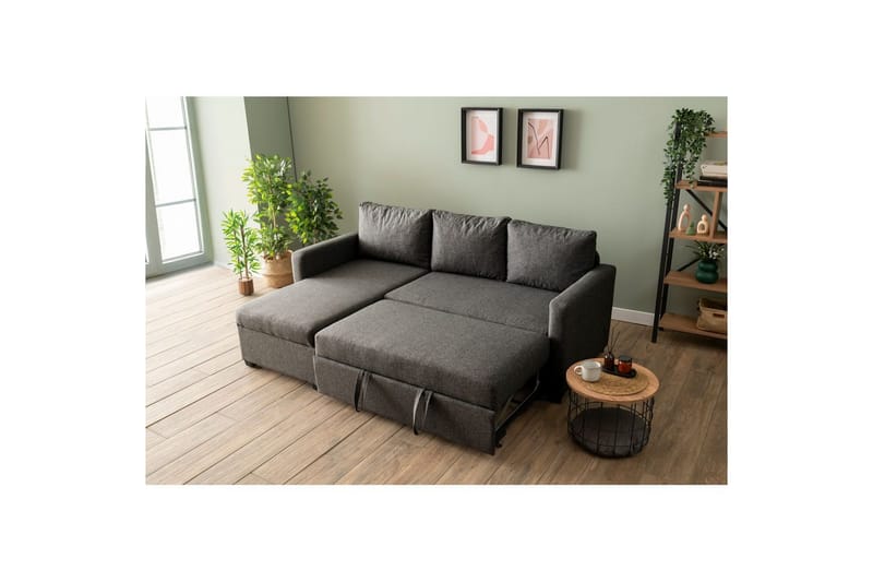 Tareen Soffa med Divan 3-sits - Mörkgrå - Möbler - Soffa - Divansoffor & schäslongsoffa