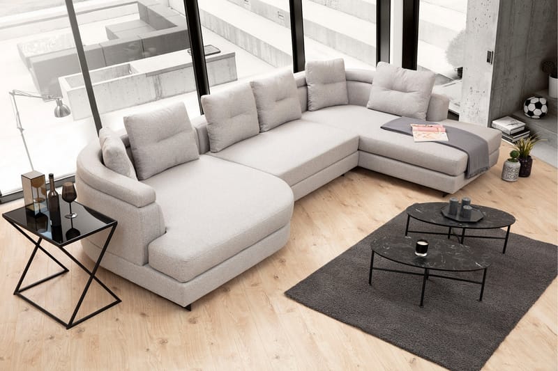 Tekawa Soffa m. Divan 4-sits - Ljusgrå - Möbler - Soffa - Divansoffor & schäslongsoffa