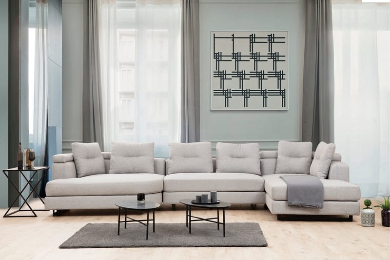 Tekawa Soffa m. Divan 4-sits - Ljusgrå - Möbler - Soffa - Divansoffor & schäslongsoffa