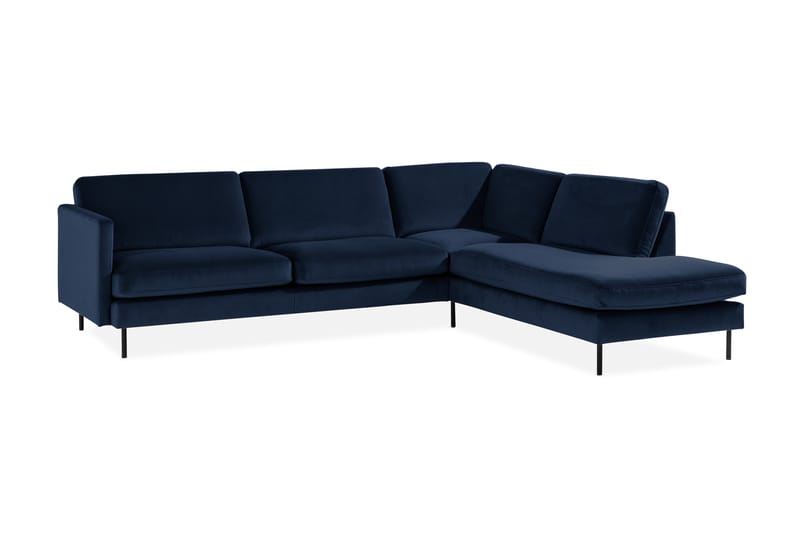 Teodin 2,5-sits Sammetssoffa med Schäslong Höger - Blå - Möbler - Soffa - Divansoffor & schäslongsoffa