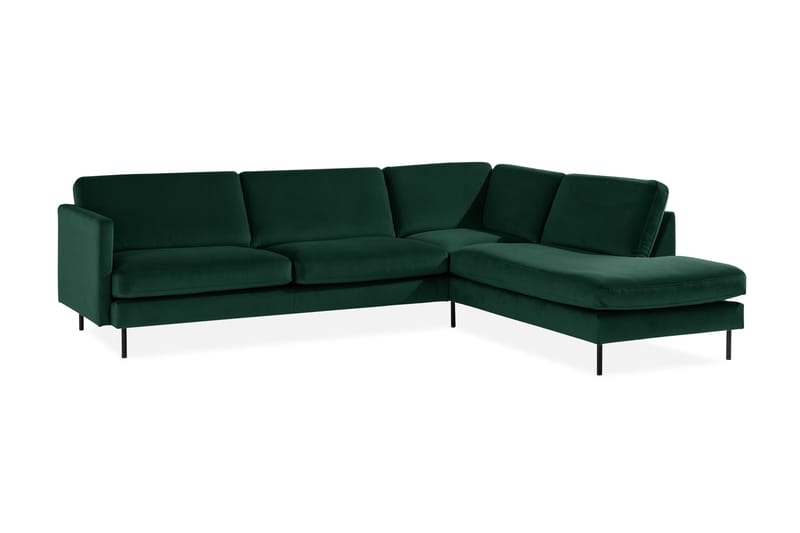 Teodin 2,5-sits Sammetssoffa med Schäslong Höger - Grön - Möbler - Soffa - Divansoffor & schäslongsoffa