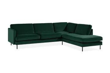 Teodin 2,5-sits Sammetssoffa med Schäslong Höger - Grön - Möbler - Soffa - Divansoffor & schäslongsoffa