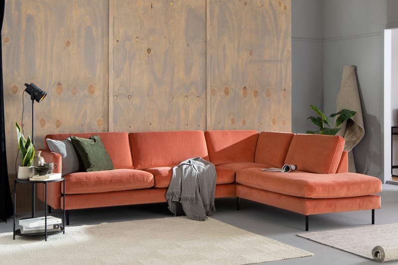 Teodin 2,5-sits Sammetssoffa med Schäslong Höger - Rosa - Möbler - Soffa - Divansoffor & schäslongsoffa