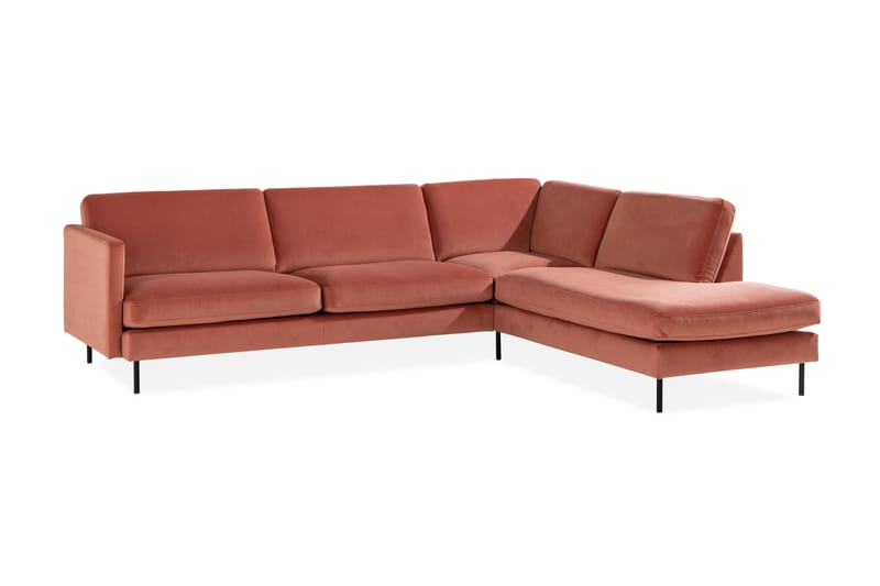 Teodin 2,5-sits Sammetssoffa med Schäslong Höger - Rosa - Divansoffor & schäslongsoffa - Sammetssoffa - 2 sits soffa med divan