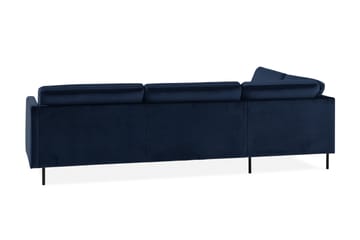 Teodin 2,5-sits Sammetssoffa med Schäslong Vänster - Blå - Möbler - Soffa - Divansoffor & schäslongsoffa