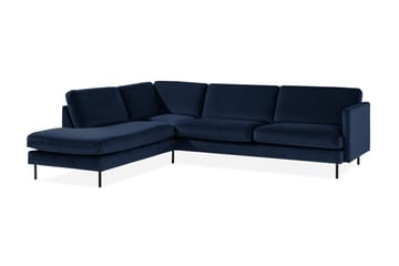Teodin 2,5-sits Sammetssoffa med Schäslong Vänster - Blå - Möbler - Soffa - Divansoffor & schäslongsoffa