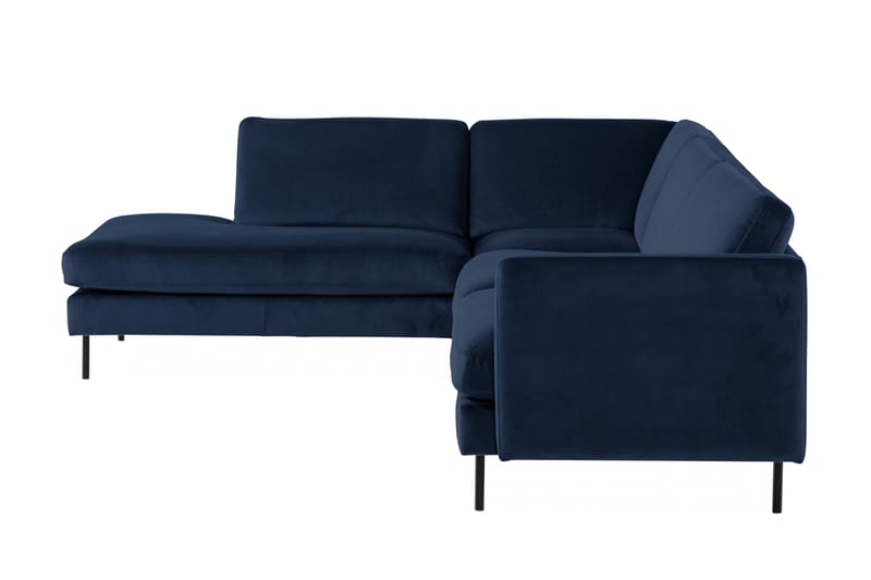 Teodin 2,5-sits Sammetssoffa med Schäslong Vänster - Blå - Möbler - Soffa - Divansoffor & schäslongsoffa