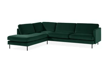 Teodin 2,5-sits Sammetssoffa med Schäslong Vänster - Grön - Möbler - Soffa - Divansoffor & schäslongsoffa