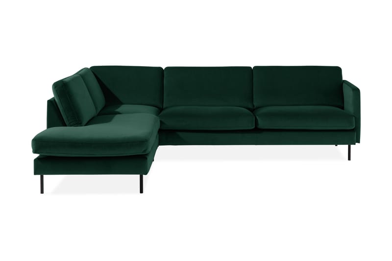 Teodin 2,5-sits Sammetssoffa med Schäslong Vänster - Grön - 2 sits soffa med divan - Sammetssoffa - Divansoffor & schäslongsoffa