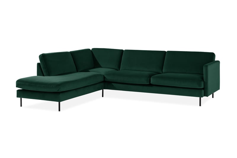 Teodin 2,5-sits Sammetssoffa med Schäslong Vänster - Grön - Divansoffor & schäslongsoffa - Sammetssoffa - 2 sits soffa med divan